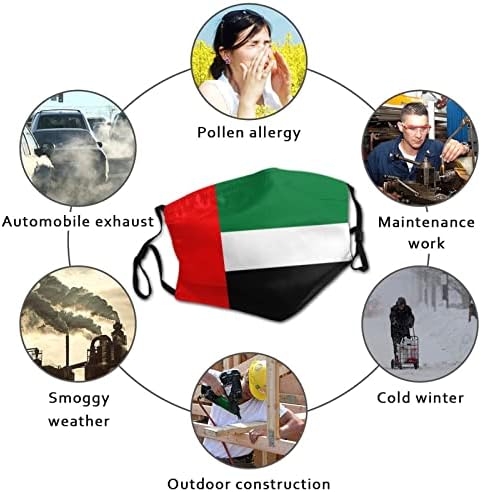 Zászló, Az Egyesült Arab Emírségek Maszk Kétoldalas Nyomtatás Újrafelhasználható Állítható Univerzális Porvédő Maszkot Unisex Fekete