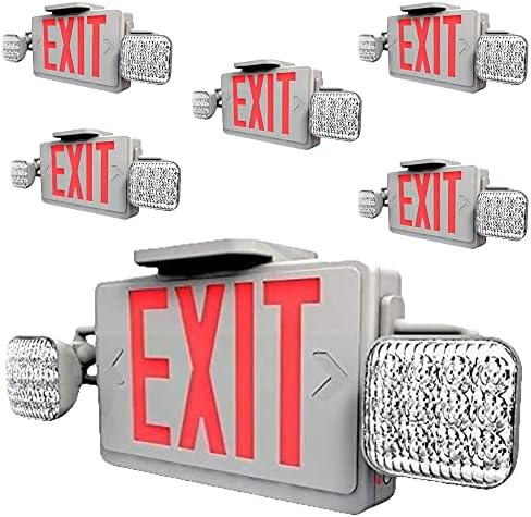 Ciata Világítás LED Piros Exit Sign & vészvilágítás Kombó Tartalék Akkumulátor - 6 Csomag (Fehér)