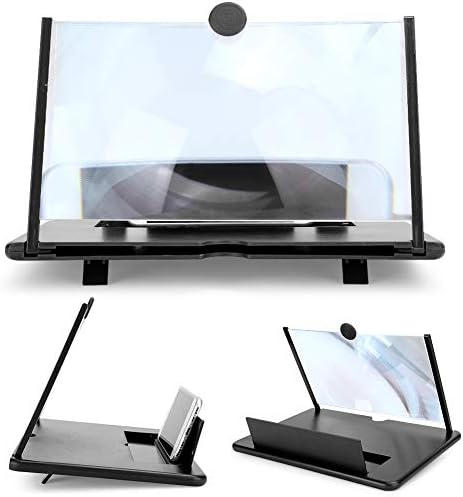 Telefon Képernyő Nagyító, 7 Hüvelykes 3D-s HD Erősítő Projektor Állvány, Film, Videó, Játék(Fekete)