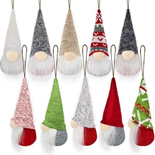 10 Pack-Gnome-Karácsonyi Díszek, Kézzel készített Plüss Gnómok Santa Elf Lóg karácsonyfa Otthoni Dekoráció.Törpék Karácsonyfa Díszek.A