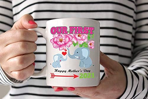 Elefántok Anyák Napi Ajándék, Az Első Boldog Anya Nap 2021, Egyéni Időpont Ajándék a Fia, Lánya, Kerámia Kávés Bögre Tea Csésze (Fehér,