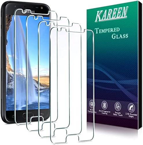 [4 Csomag] KAREEN Samsung Galaxy J3 2017 képernyővédő fólia, Edzett Üveg J3 Jelennek meg, J3, Miniszterelnök, J3 Napfogyatkozás, J3