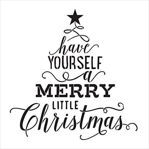 Legyen Boldog Kis Karácsonyi Sablon által StudioR12 | Fa, Csillag | Dalszöveget | DIY Script Holiday Home Decor | Újrafelhasználható