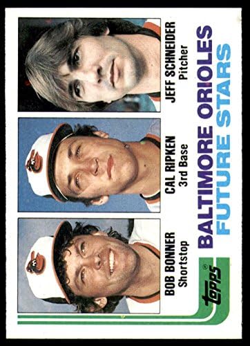 1982 Topps 21 Cal Ripken Junior Bob Bonner Jeff Schneider RC Kezdő Baltimore Orioles MLB Baseball Trading Card