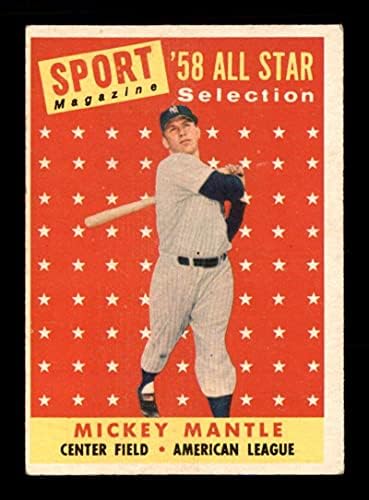 487 Mickey Mantle, MINT a TP HOF - 1958 Topps Baseball Kártyák (Csillag) Osztályozott EX - Baseball Asztalon Dedikált Vintage Kártyák