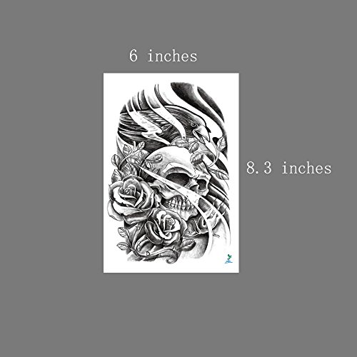 Yeeech Ideiglenes Koponya Tetoválás Minták, a Férfiak, Nők, Felnőttek Vízálló Hamis Reális Body Art Smink 9 Lap (Nagy)