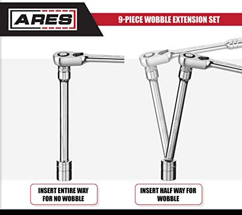 ARES 70330 - 9-Darab Támolygó Extension Set - Prémium Króm-Vanádium-Acél Építési - 1/4-inch-es, 3/8-es, majd 1/2 hüvelykes merevlemez-Meghajtó