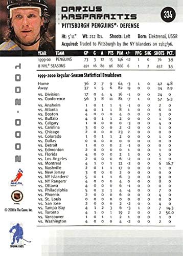 2000-01 Egy Játékos Memorablia Jégkorong 334 Darius Kasparaitis New York Islanders Hivatalos Kártyára A ITG A Játék